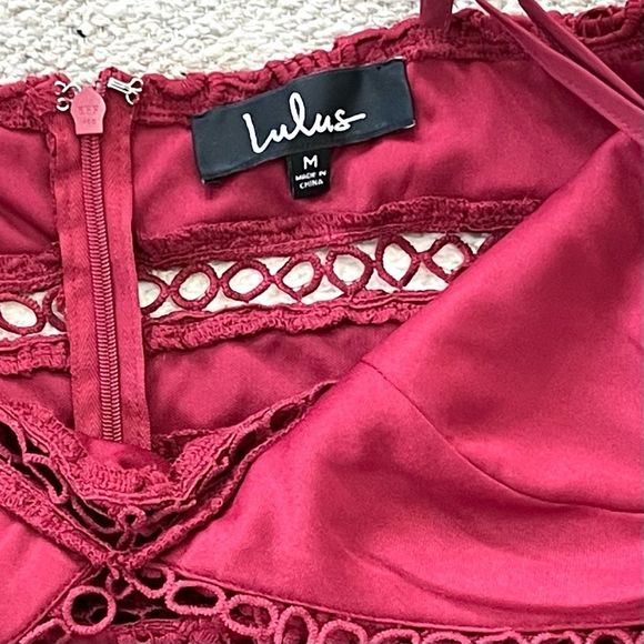 Lulus Dearly Beloved Deep Red Crochet Lace Dress Medium - Picture 9 of 11